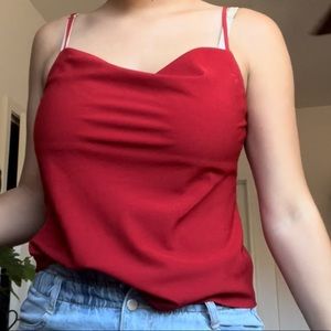 Red square neckline tank top
